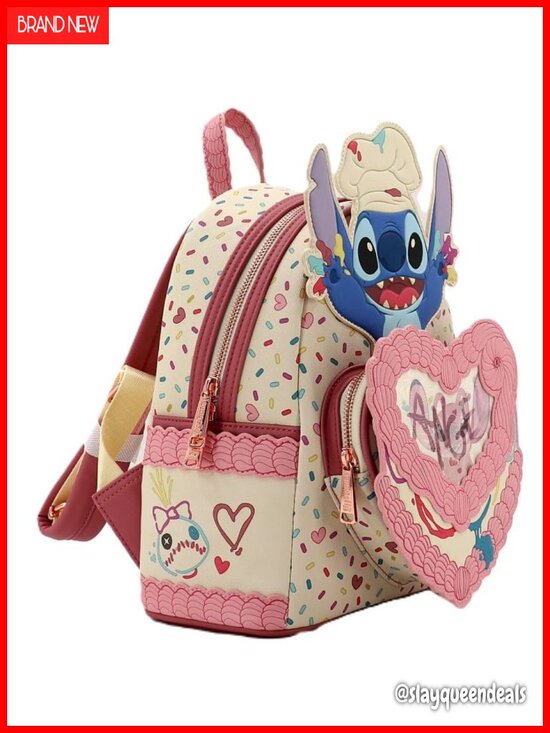 Loungefly Lilo & Stitch Mini Backpack Faux Leather Sprinkles Hearts Cake main image 4